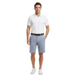 Peter Millar Blue Gingham Check Cotton Blend Golf Shorts Size 38 Classic Designe